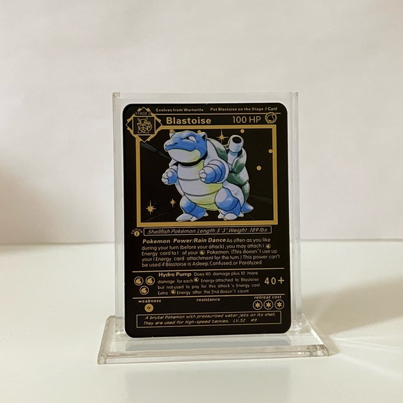Black Pokemon Blastoise 2/102 METAL GOLD CARD Gift/ - Fan Art - - Picture 1 of 3